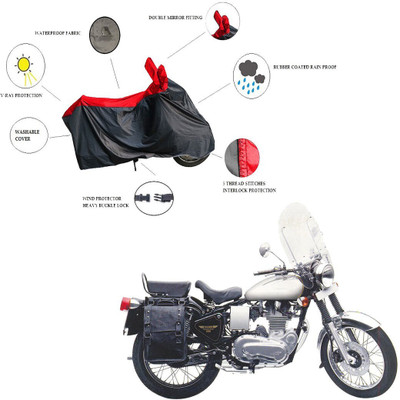 RiderShine Two Wheeler Cover for Royal Enfield(Machismo 500, Black, Red)
