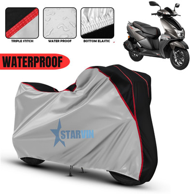 Starvin Waterproof Two Wheeler Cover for TVS(NTORQ, Silver, Black)
