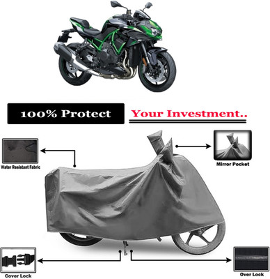 Amexride Two Wheeler Cover for Kawasaki(ZH2, Grey)