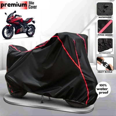 BOTAUTO Waterproof Two Wheeler Cover for Bajaj(Pulsar 250, Black, Red)
