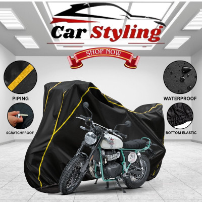 Car Styling Waterproof Two Wheeler Cover for Royal Enfield(650GT BS6, Black, Yellow)