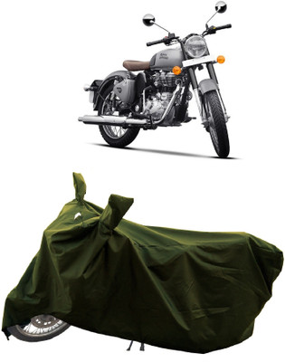 GROFATIK Two Wheeler Cover for Royal Enfield(Classic Gunmetal, Green)