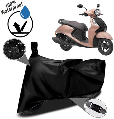 ROYAL AUTO MART Waterproof Two Wheeler Cover for Yamaha(Fascino 125, Black)