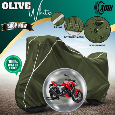 xodi Waterproof Two Wheeler Cover for TVS(Apache RTR 160 4V, Green, White)