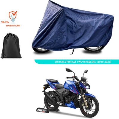 PAGORA Waterproof Two Wheeler Cover for TVS(Apache RTR 200 4V, Blue)