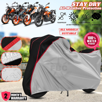FBC Waterproof Two Wheeler Cover for KTM(200 Duke, Silver, Black)