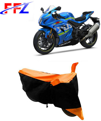 FFZ Waterproof Two Wheeler Cover for Suzuki(GSX R1000, Black, Orange)