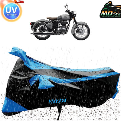 Mdstar Waterproof Two Wheeler Cover for Royal Enfield(Classic Gunmetal, Blue, Black)