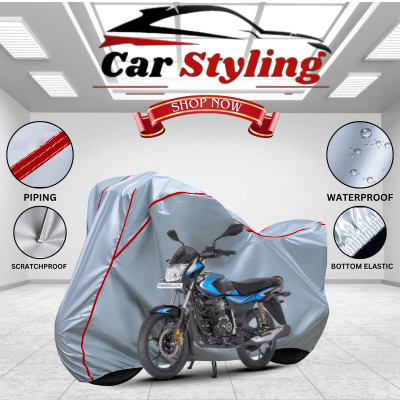 Car Styling Waterproof Two Wheeler Cover for Bajaj(Platina 110, Silver, Red)