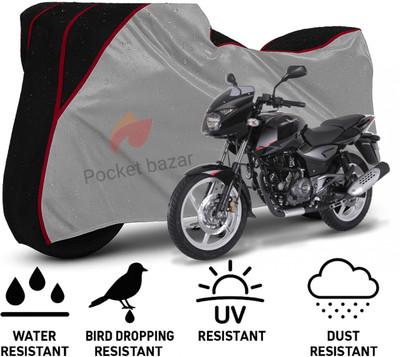 pocket bazar Waterproof Two Wheeler Cover for Bajaj(Pulsar, Silver, Black)