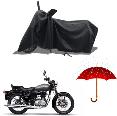 OIYUQA Two Wheeler Cover for Royal Enfield(Bullet 350 New BS6, Black)