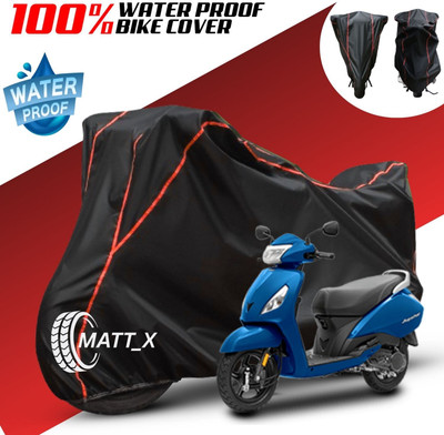 MATT_X Waterproof Two Wheeler Cover for TVS(Jupiter, Black, Blue)