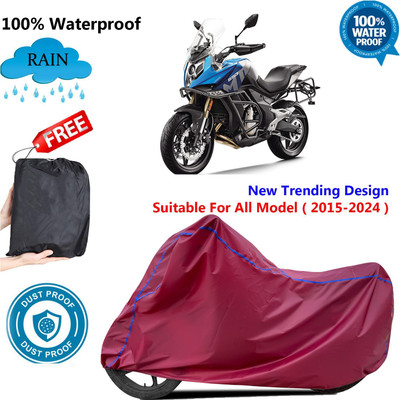 AutoGalaxy Waterproof Two Wheeler Cover for CFMoto(650MT, Maroon)