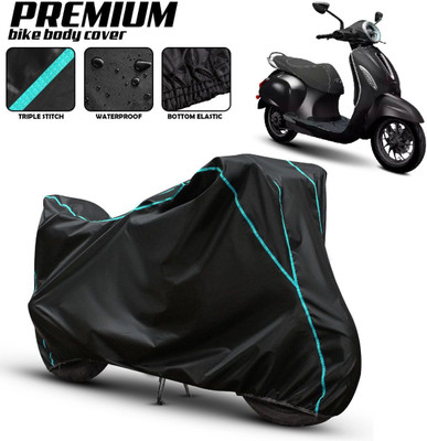 Car Life Waterproof Two Wheeler Cover for Bajaj(Chetak, Black, Blue)