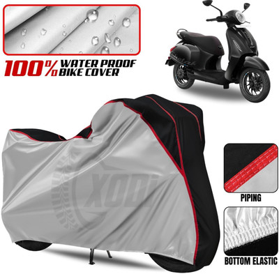 xodi Waterproof Two Wheeler Cover for Bajaj(Chetak, Silver, Black)