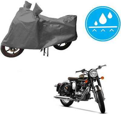 DeepShakshi AUTOMOTIVE Waterproof Two Wheeler Cover for Royal Enfield(Classic Chrome, Grey)