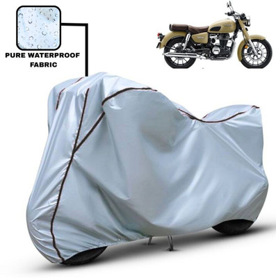 Delphinium Waterproof Two Wheeler Cover for Honda(Hness CB350, Silver, Black)