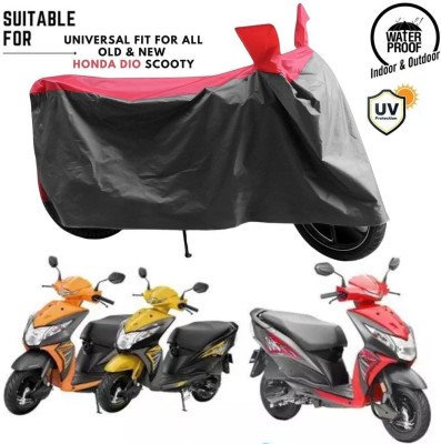 ZAQE Waterproof Two Wheeler Cover for Honda, Universal For Bike(Dio, Grey, Red)