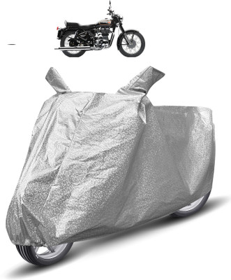 Auto Hub Waterproof Two Wheeler Cover for Royal Enfield(Bullet 350, Silver)