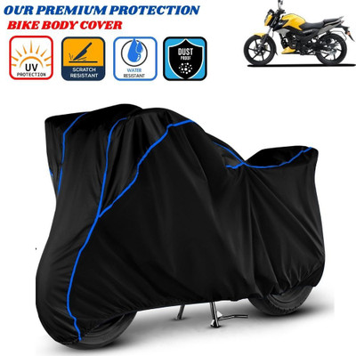 Delphinium Waterproof Two Wheeler Cover for TVS(Raider, Black, Blue)