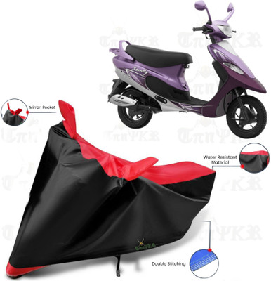 sowelar Waterproof Two Wheeler Cover for TVS(Pep Plus, Red, Black)
