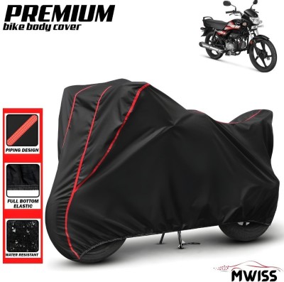 Mwiss Waterproof Two Wheeler Cover for Hero(HF Deluxe, Black, Red)