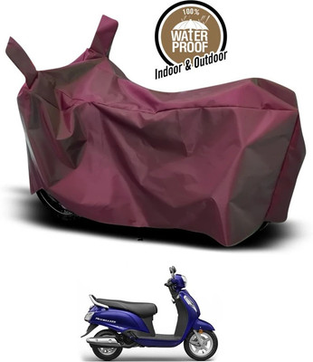 SK AUTO Waterproof Two Wheeler Cover for Suzuki(New Access 125, Maroon)