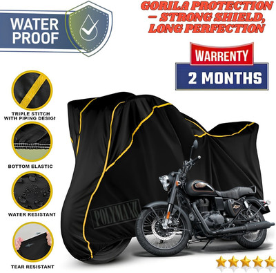 POLYMAXX Waterproof Two Wheeler Cover for Royal Enfield(Bullet 350, Black, Yellow)