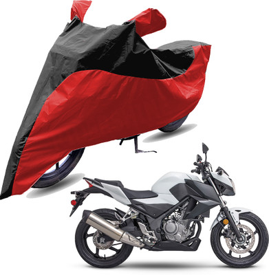 RiderShine Two Wheeler Cover for Honda(CB300R, Red, Black)