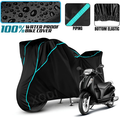 xodi Waterproof Two Wheeler Cover for Suzuki(Access, Black, Blue)
