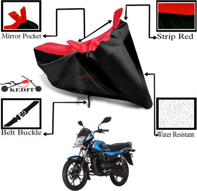 KEDIT Two Wheeler Cover for Bajaj(Platina 110 H-Gear, Red, Black)