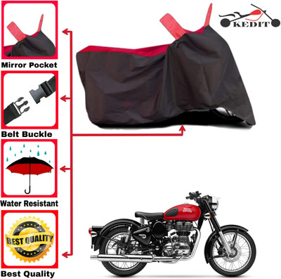 KEDIT Two Wheeler Cover for Royal Enfield(RED 125, Red, Black)
