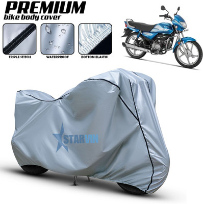 Starvin Waterproof Two Wheeler Cover for Hero(HF Deluxe BS6, Silver, Black)