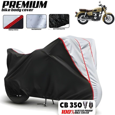 Mwiss Waterproof Two Wheeler Cover for Honda(Hness CB350, Black, Silver)