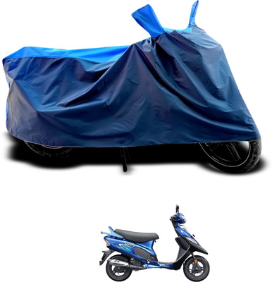 CODOKI Waterproof Two Wheeler Cover for TVS(Scooty Pep Plus, Black, Blue)