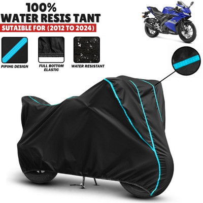 Mwiss Waterproof Two Wheeler Cover for Yamaha(R15S, Black, Blue)