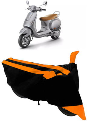 ABORDABLE Two Wheeler Cover for Vespa(VXL 150 BS6, Black, Orange)