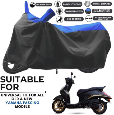 MADAFIYA Two Wheeler Cover for Yamaha(Fascino 125, Black, Blue)