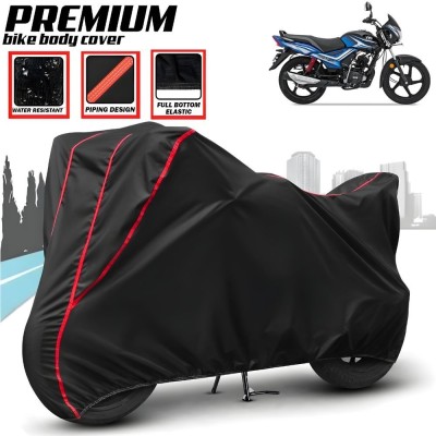 Mwiss Waterproof Two Wheeler Cover for TVS(Star City Plus, Black, Red)