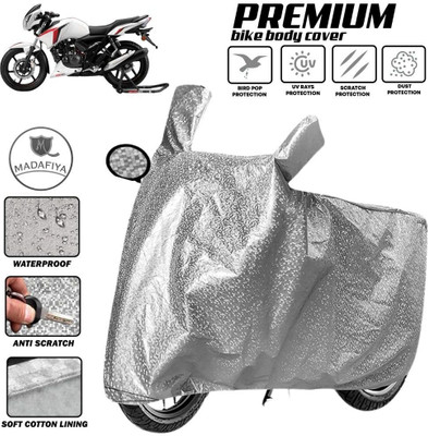 MADAFIYA Two Wheeler Cover for TVS(Apache RTR 160 4V, Silver)