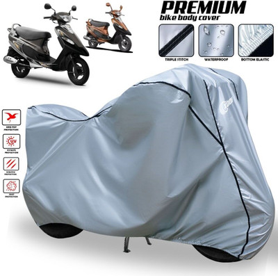 AutoGalaxy Two Wheeler Cover for TVS(Scooty Pep+, Silver, Black)