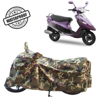 ROYAL AUTO MART Waterproof Two Wheeler Cover for TVS(Scooty Pep Plus, Green, Multicolor)