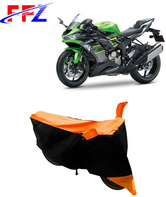 FFZ Waterproof Two Wheeler Cover for Kawasaki(Ninja ZX-6R, Black, Orange)
