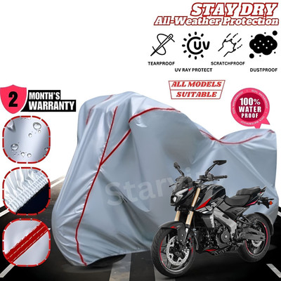 Starvin Waterproof Two Wheeler Cover for Bajaj(Pulsar 125, Silver, Red)