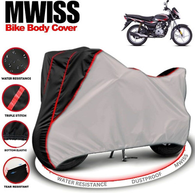 Mwiss Waterproof Two Wheeler Cover for Bajaj(Platina 100, Silver, Black)