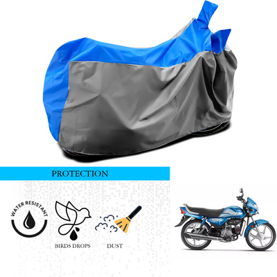 ANTHUB Waterproof Two Wheeler Cover for Hero(HF Deluxe i3s, Grey, Blue)