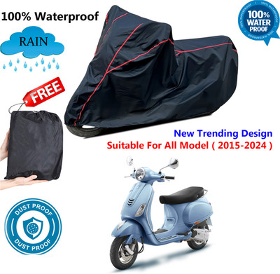 AUTOCAD Waterproof Two Wheeler Cover for Vespa(ZX 125 BS6, Black, Red)