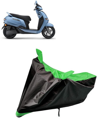 aksmit Two Wheeler Cover for TVS(iQube, Black, Green)