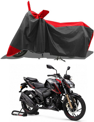 JC AutoHub Waterproof Two Wheeler Cover for TVS(Apache RTR 160 4V, Black, Red)