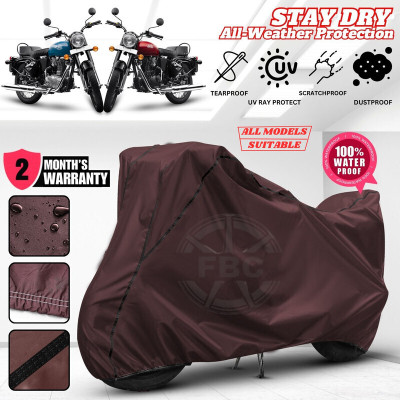 OliverX Waterproof Two Wheeler Cover for Royal Enfield(Bullet, Maroon, Black)